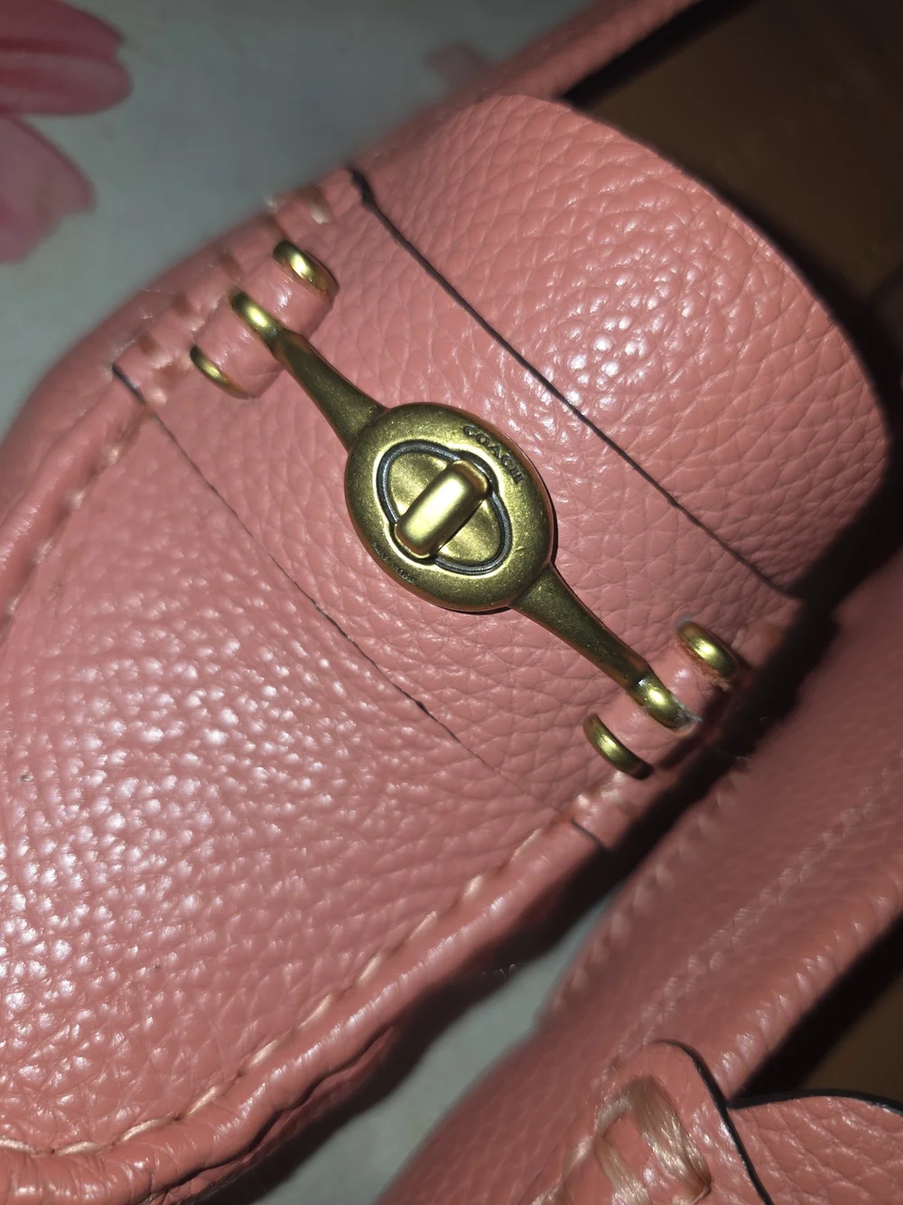 Coach Coral Pink Leather Bit Loafers